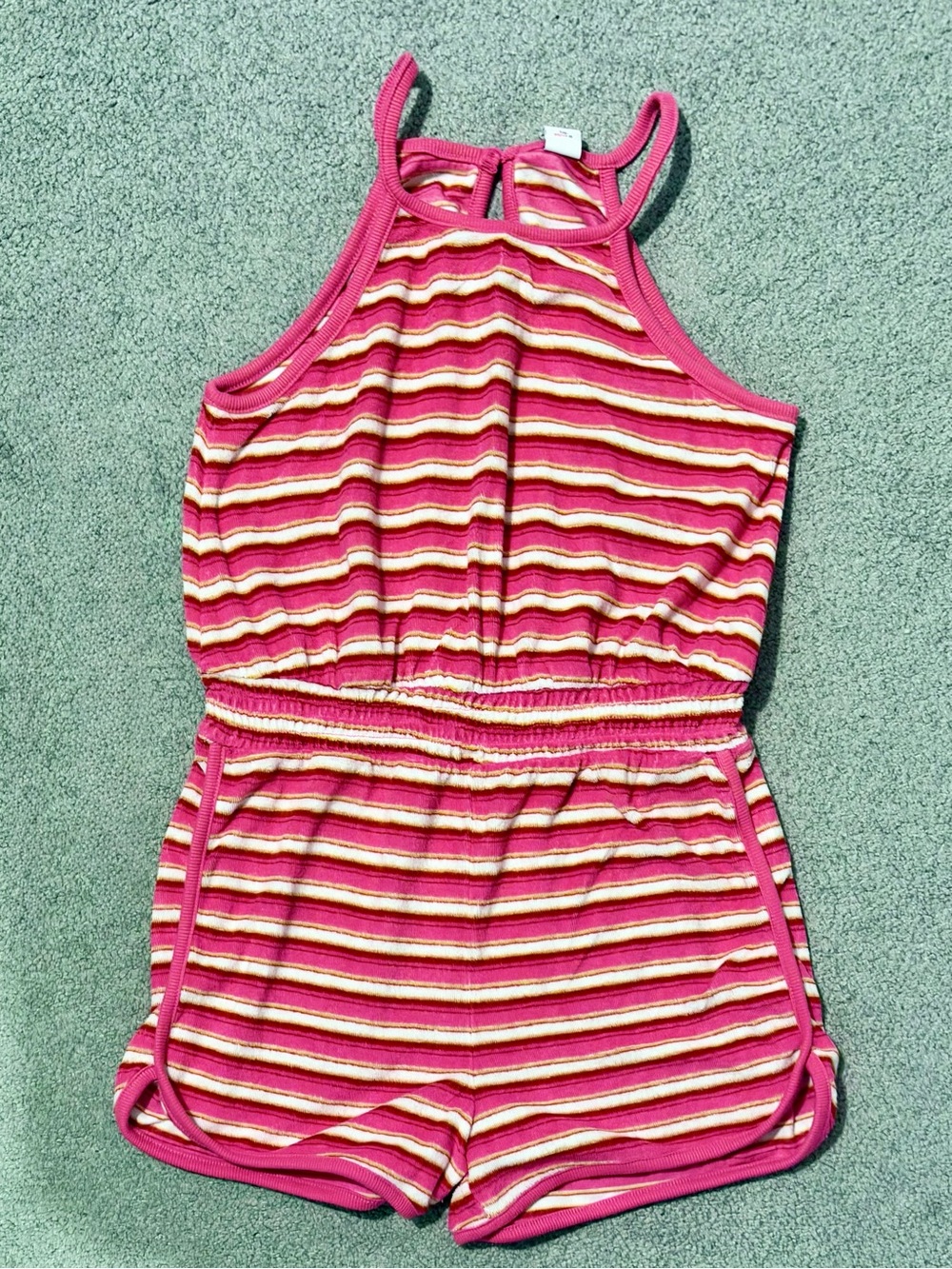 NWOT Old Navy Kids Pink & White Striped Romper - XL 14/16